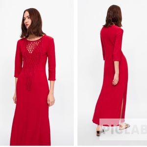 Zara red long knotted dress